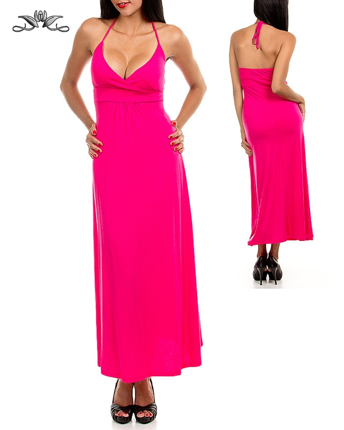 Womans Plus Size Sexy Fuschia Pink Maxi Dress 3xl 2224 Ebay
