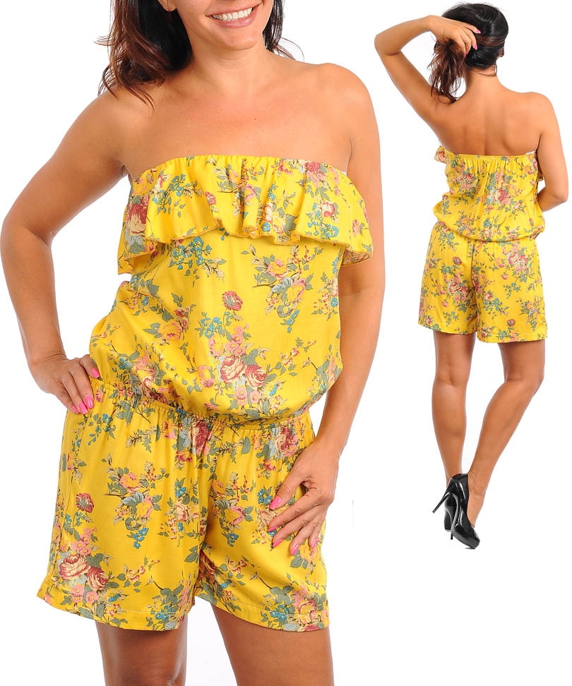 Womans Plus Size Sexy Flirty Yellow Floral Strapless Romper 2xl Nwt Ebay 5748