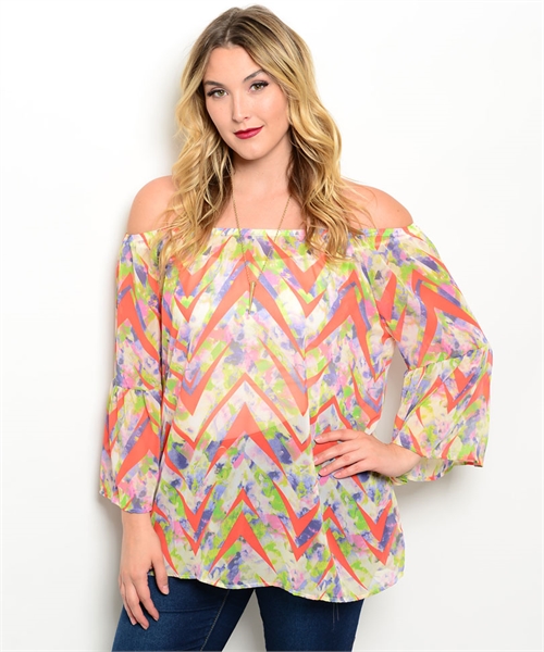 plus size off the shoulder bell sleeve top