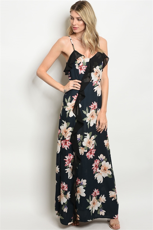 floral spaghetti strap maxi dress